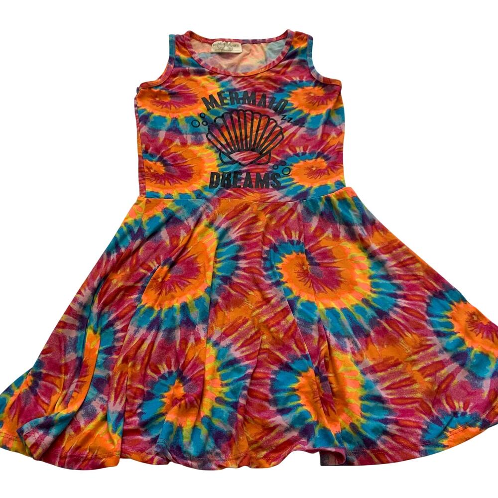 Bobbie Brooks Little Girls Medium 7/8 Tie Dye Mermaid Dreams Twirl Dress Swirl